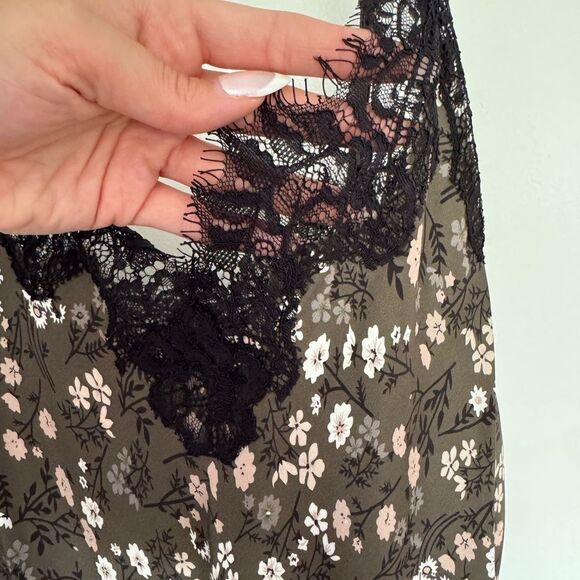 NWT Gold Hawk 100% Silk Olive Floral Lace Midi Dress Medium - Picture 6 of 9